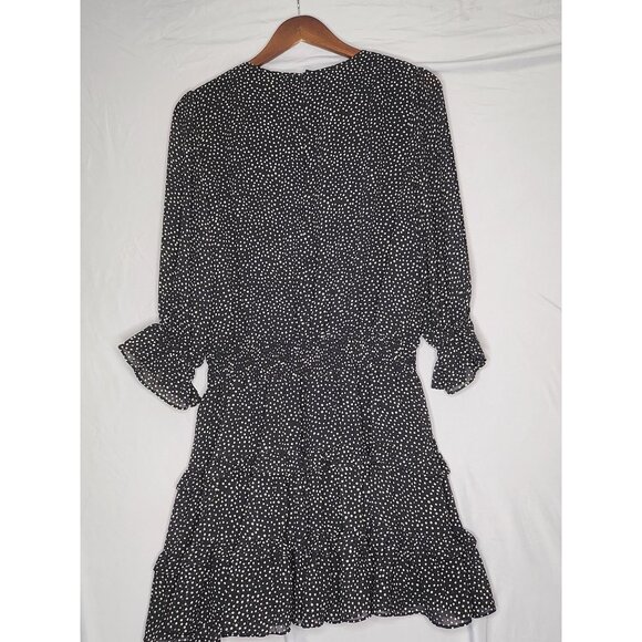 Mustard Seed little black dress Large 3/4 Sleeves Drop Waist ruffles polka dots - Picture 6 of 12